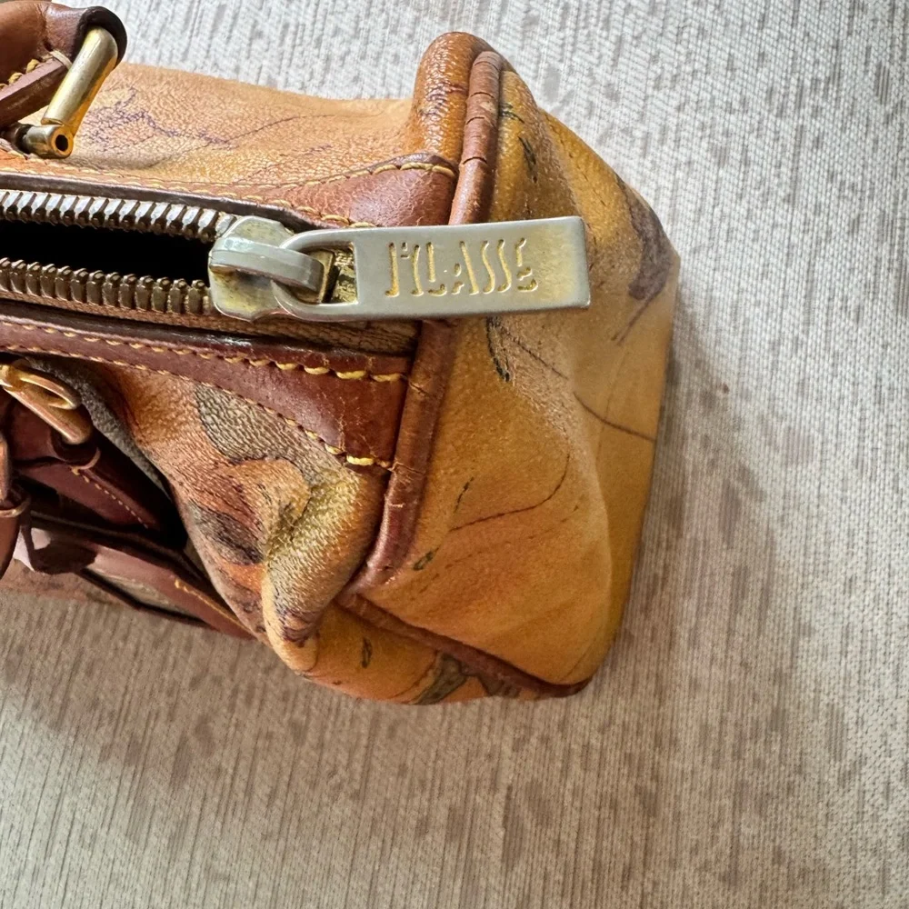 Martini Vintage Map Print Brown Leather women Bag